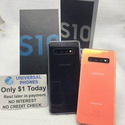 SAMSUNG GALAXY S10 128GB UNLOCKED.   FREE SMARTWACH/ HEADPHONES. PAY $1 TODAY  REST IN  PAYMENTS.  NO  CREDIT NEEDED FINANCING     