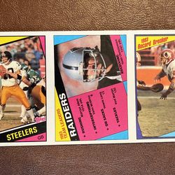Terry Bradshaw 1984 Topps Football Trading Card Uncut 3 card Panel