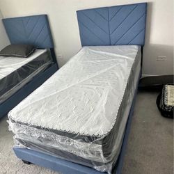 Brand New Twin Bed Frame With Mattress & Boxspring All Included For Only $299 🚨 Ready For Delivery 🚚 