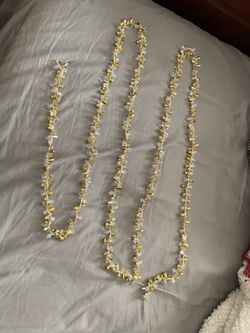 New Gold & Clear Beaded Garland 10ft Approximately 