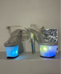 Clear Platform Heels with LED Light-Up Soles