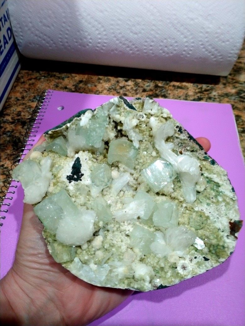 Natural Green Apophyllite & Stilbite Crystal Specimen