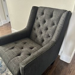 Charcoal Tufted Wingback Chair 