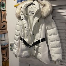 Michael Kors, Women’s Jacket, White Polar Parka Size L Excellent Condition 