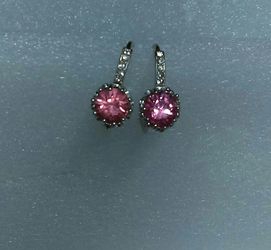 Pink and White Sapphire Leverback Earrings