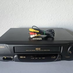 Sansui VCR4510D 4-Head VHS HQ VCR Player With AV Cables No Remote