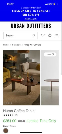 Coffe Table Urban Outfitters Huron