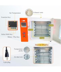 Digital Forced Air Convection Drying Oven - 14x14x14 Inch Chamber, Temperature Control, Adjustable Fan, Kiln, RT-300, Large Capacity Heating Oven for 