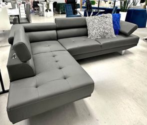 Sectional Sofa Faux Leather Grey new