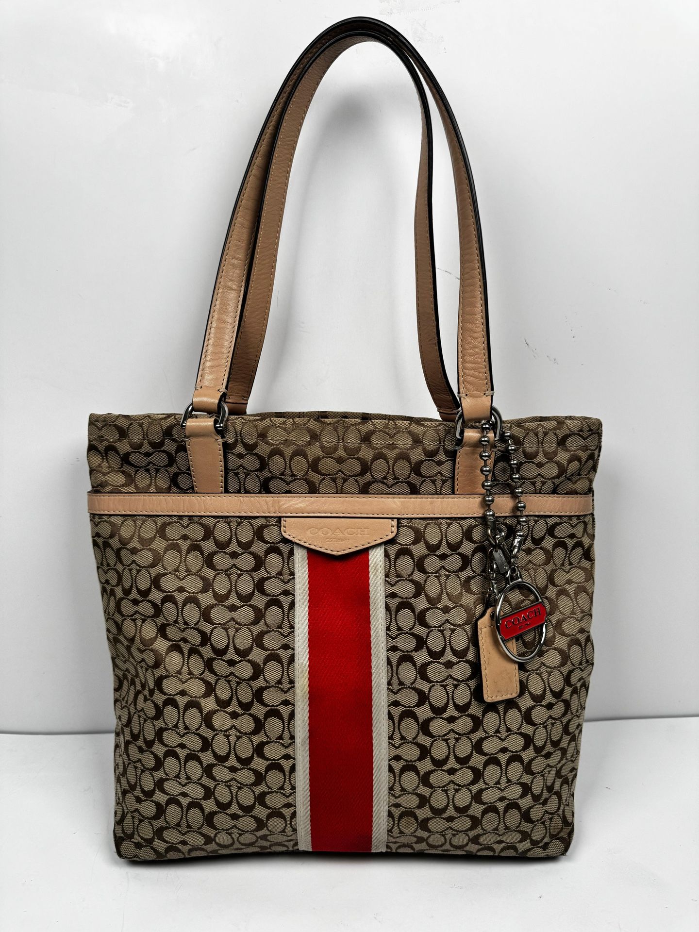 Coach Signature Khaki Hot Orange Small Purse/Tote Bag
