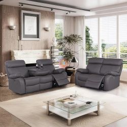 Power Recliner (Set of 2pc), Loveseat Sofa, 3-Seater Couch