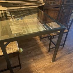 Table And 4 Chairs, Glass Top