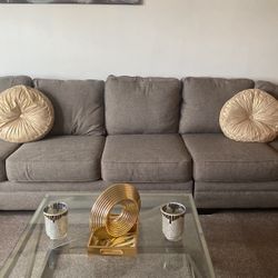 Long Couch Gray Comes With Throw Pillows