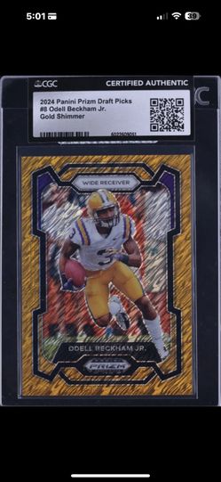 2024 Panini Prizm Draft Picks Gold Shimmer Odell Beckham Jr. /15 #8 CGC AUTH