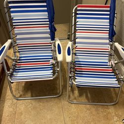 2 Mainstay Bungee Beach Chair with umbrella