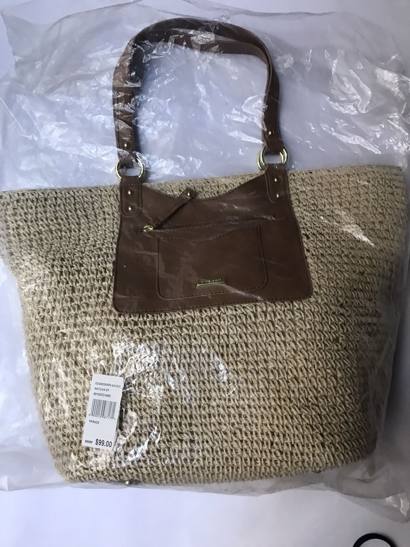 NEW!! Nine West Parade Tote Natural Large NWT Reg $99