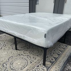 New In A Box KING Size 18”h Platform Bed Frame $115 or $450  with 12” Gel Memory Foam Mattress