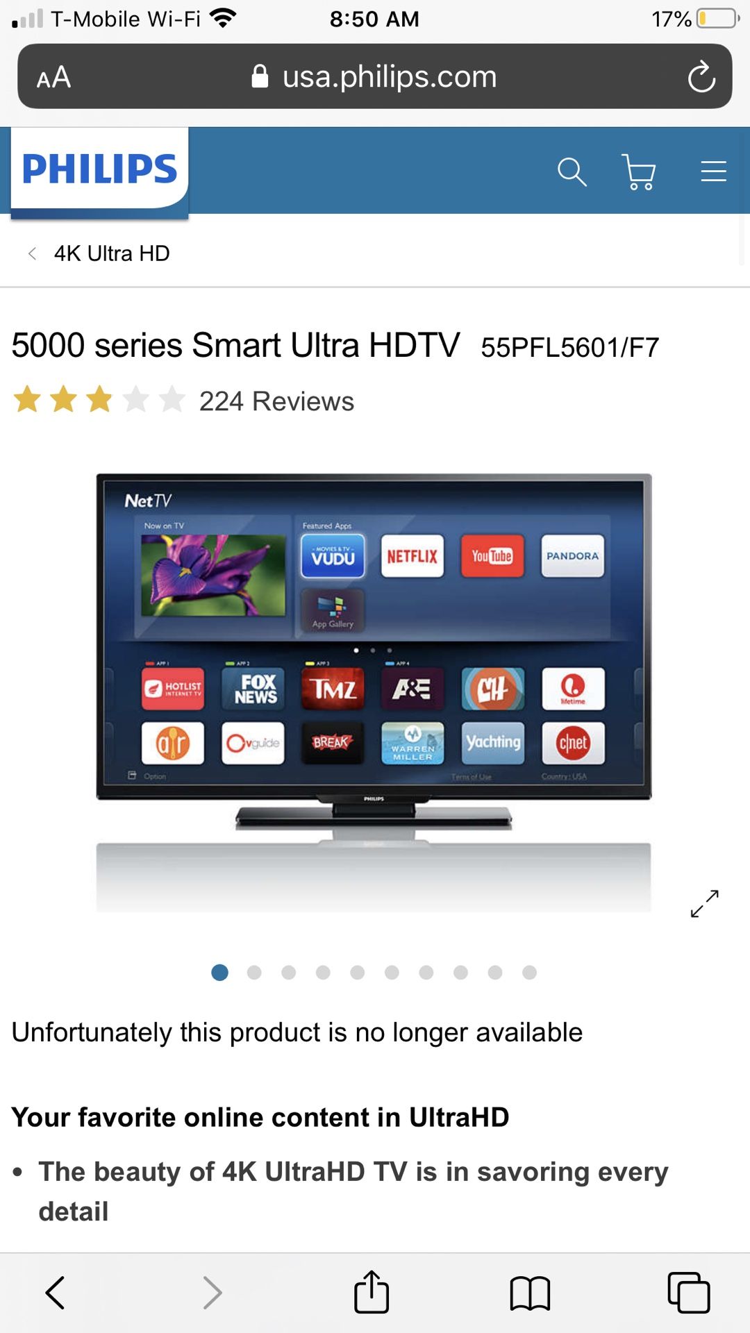 55 Inch Phillips Smart Tv $300 Obo