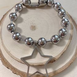 Stainless Steel Military Ball Chain Bracelet With Star Charm