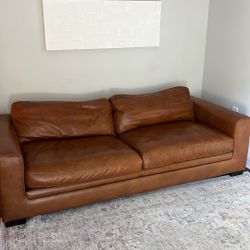 Real Brown Leather Couch 