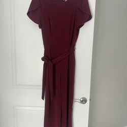 Calvin Klein Women’s Holiday Sparkly Jumpsuit Burgundy Size 14 