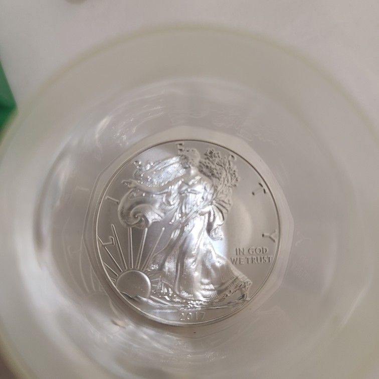8 Uncirculated 2017 Silver Eagle. In Airtight Containter Mint Condition