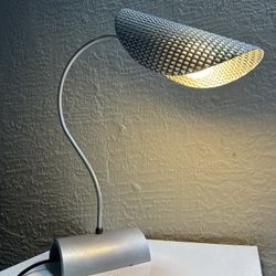 Vintage mcm postmodern pierced steel iron desk table lamp