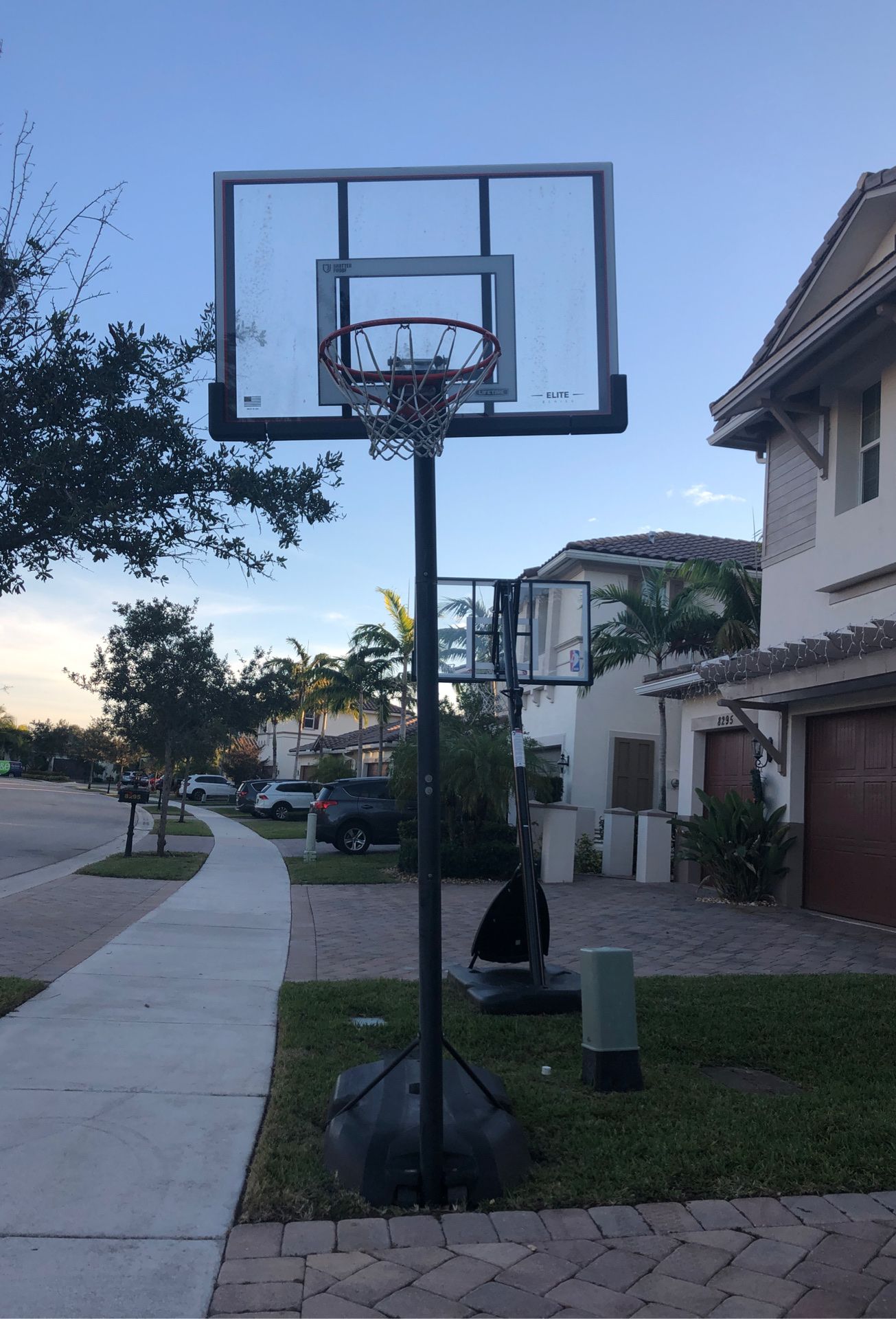 Lifetime Elite series shatter proof adjustable basketball hoop