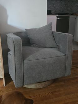 Gray Upholstered Swivel Accent Chair 2