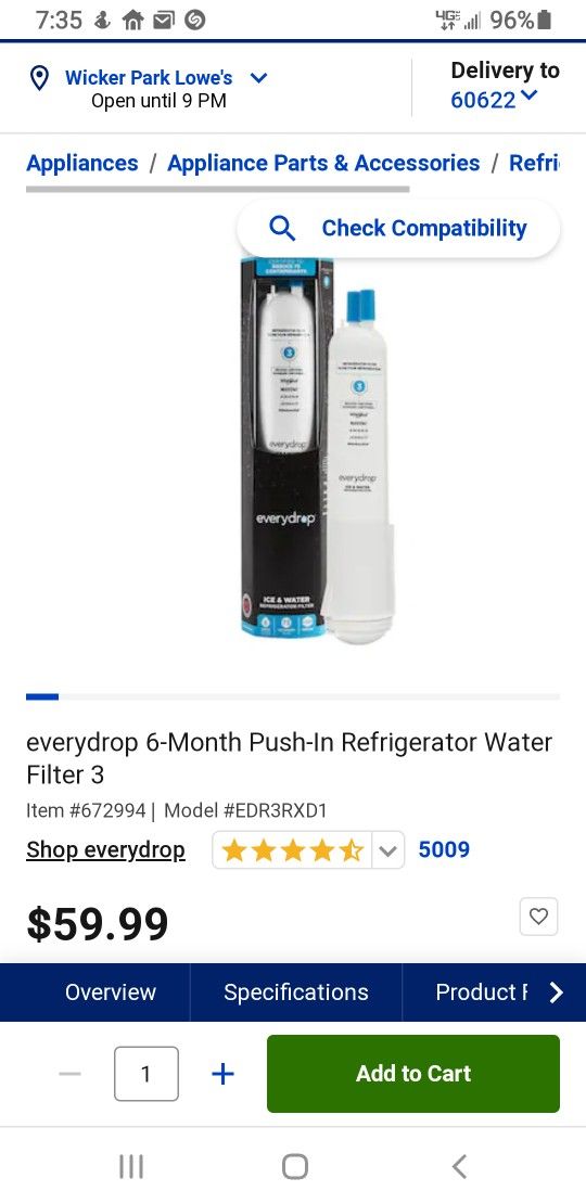 Filtro Para Agua Water Filter New 6-Month Push-In Refrigerator Water Filter 3