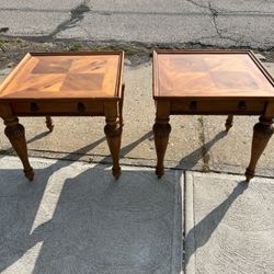 Two Wood Side Tables 
