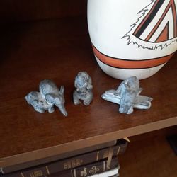 Vintage Pewter Elephant Set