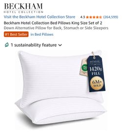 Brand New Beckham Hotel Collection King Pillows Set of 2