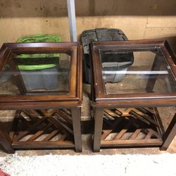 2  Matching End Tables With Glass Top 