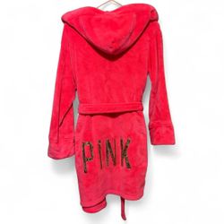 Victoria’s secret pink gold sequin plush robe w/ hood