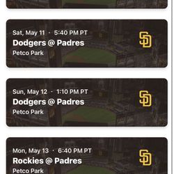 LA Dodgers vs San Diego Padres 5/10-5/12