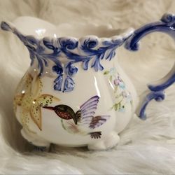 Vintage Ceramic Hummingbird Beautiful Fine China Creamer/ Or Decorative Vase