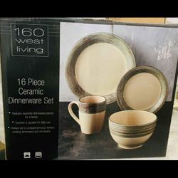 16 PIECE CERAMIC DINNERWARE SET (NEW, STILL IN THE BOX)