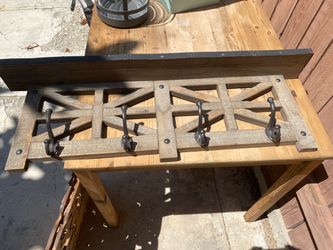 Rustic Wood Wall Coat Rack with 4 Hooks