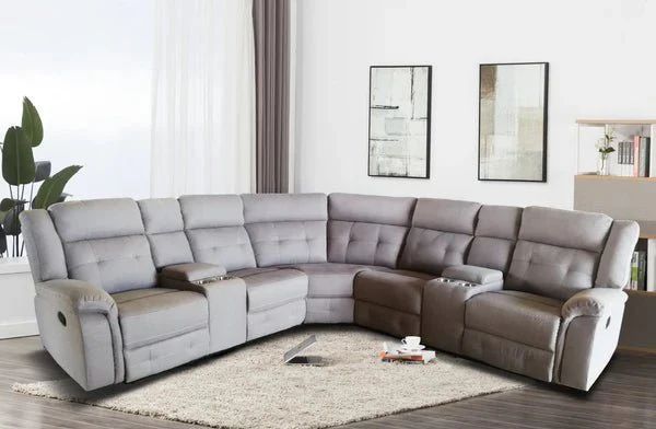 Fabric Sectional Group w/2 Console & 2 Recliner