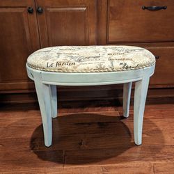 Vintage French & Bird Inspired Shabby Chic Sturdy Oval Stool Almost Complete Project Piece