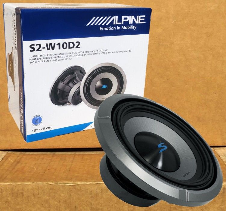 🚨 No Credit Needed 🚨 Alpine S2-W10D2 Bass Speaker 10" Dual Voice Coil Subwoofer S Series 1800 Watts 🚨 Payment Options Available 🚨 