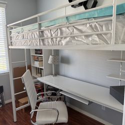 White Twin Loft Bed