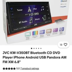 JVC KW-V350BT Bluetooth CD DVD Player iPhone Android USB Pandora AM FM XM 6.8"