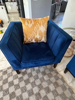 Navy Blue Velvet Sofa Set – 3 Piece