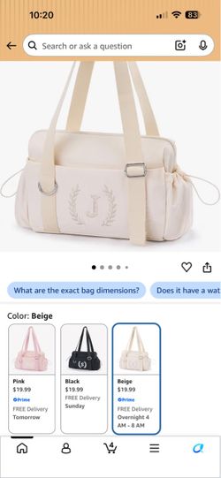 Beige Mini Tote Bag with Embroidered Monogram