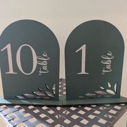 Wedding table numbers #1-10, 2 sets