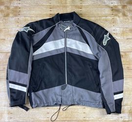 Alpinestars Sz XL Motorcycle Jacket Black Grey White Full Zip Side Logo Spellout