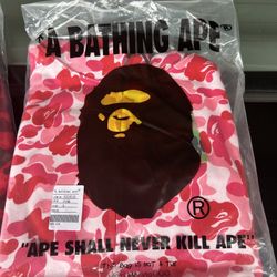 Pink Bape Hoodie Large New