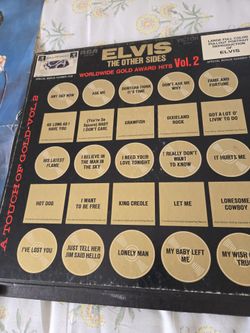Vintage  4  L:ps  Elvis plus large full color portrait of  Elvis and a piece  of ELVI'S  WARDROBE